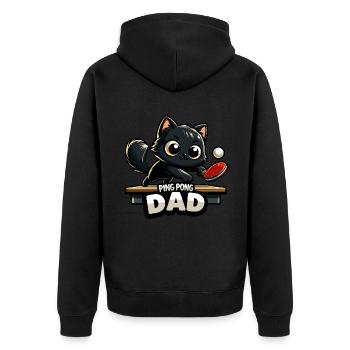 Table Tennis Katze Pingpong Black Cat Dad Outfit - Veste à capuche bio Premium Unisexe - noir - Dos - Nico (187cm)