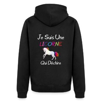 Je Suis Une Licorne - Veste à capuche bio Premium Unisexe - noir - Dos - Nico (187cm)