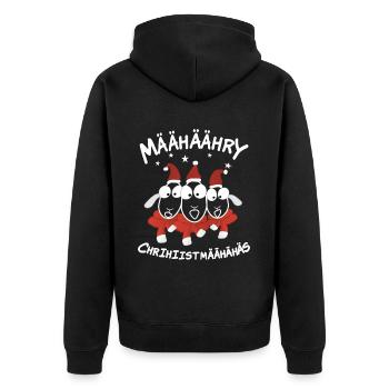 Weihnachtslied Schafe - Unisex Premium Bio Zip Hoodie - Schwarz - Hinten - Nico (187cm)