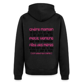 Muttertag für Schwangere - Schwangerschaft - Unisex Premium Bio Zip Hoodie - Schwarz - Hinten - Nico (187cm)