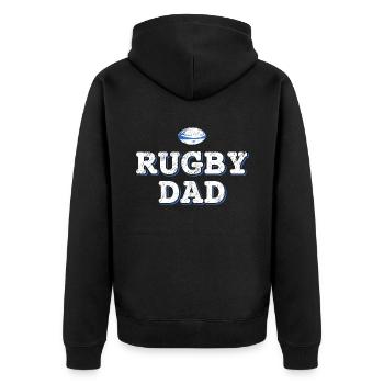 RUGBY DAD - Unisex Premium Bio Zip Hoodie - Schwarz - Hinten - Nico (187cm)