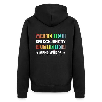 Der Konjunktiv Witzige Grammatik Deutsch Lehrer - Unisex Premium Bio Zip Hoodie - Schwarz - Hinten - Nico (187cm)