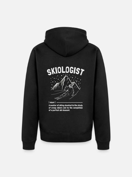 Skiologist Apres-Ski Funny Skiing Definition Skier - Unisex Premium Organic Zip Hoodie - black