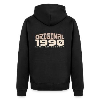 Jahrgang 1990 limitierte Auflage 1990 Geburtstag - Unisex Premium Bio Zip Hoodie - Schwarz - Hinten - Nico (187cm)