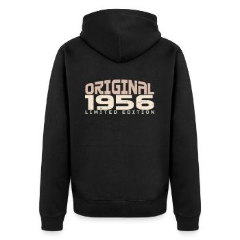 Jahrgang 1956 limitierte Auflage 1956 Geburtstag - Unisex Premium Bio Zip Hoodie - Schwarz - Hinten - Nico (187cm)