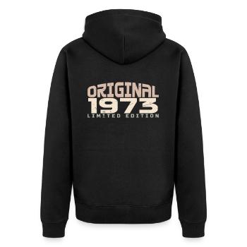 Millésime 1973 édition limitée 1973 anniversaire - Veste à capuche bio Premium Unisexe - noir - Dos - Nico (187cm)