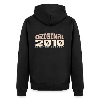 Jahrgang 2010 limitierte Auflage 2010 Geburtstag - Unisex Premium Bio Zip Hoodie - Schwarz - Hinten - Nico (187cm)