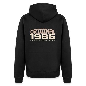 Jahrgang 1986 limitierte Auflage 1986 Geburtstag - Unisex Premium Bio Zip Hoodie - Schwarz - Hinten - Nico (187cm)
