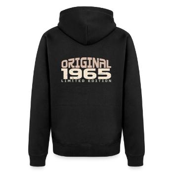 Vintage 1965 Limited Edition 1965 Birthday - Unisex Premium Organic Zip Hoodie - black - Back - Nico (187cm)