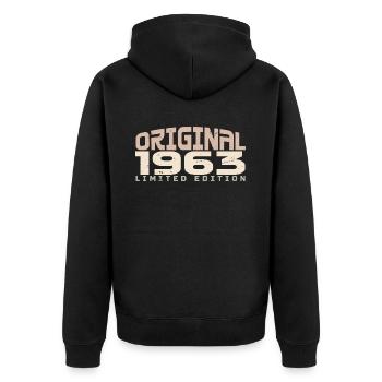 Millésime 1963 Édition Limitée 1963 Anniversaire - Veste à capuche bio Premium Unisexe - noir - Dos - Nico (187cm)
