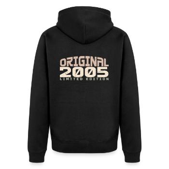 Jahrgang 2005 limitierte Auflage 2005 Geburtstag - Unisex Premium Bio Zip Hoodie - Schwarz - Hinten - Nico (187cm)