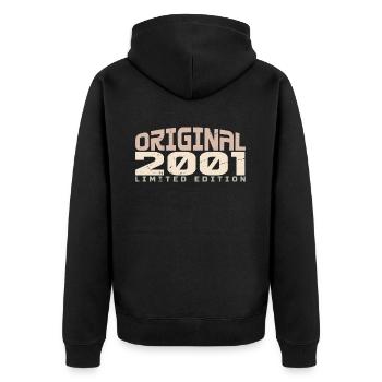 Jahrgang 2001 limitierte Auflage 2001 Geburtstag - Unisex Premium Bio Zip Hoodie - Schwarz - Hinten - Nico (187cm)