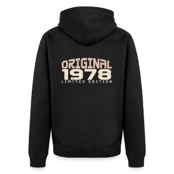 Jahrgang 1978 limitierte Auflage 1978 Geburtstag - Unisex Premium Bio Zip Hoodie - Schwarz - Hinten - Nico (187cm)
