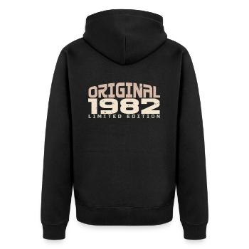 Millésime 1982 Édition Limitée 1982 Anniversaire - Veste à capuche bio Premium Unisexe - noir - Dos - Nico (187cm)