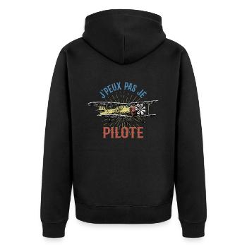 J'peux pas je pilote - Cadeau rétro avion - Veste à capuche bio Premium Unisexe - noir - Dos - Nico (187cm)