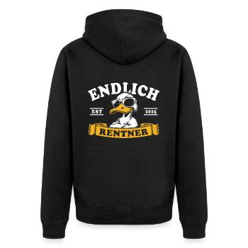 Endlich Rentner Est. 2025 Ente - Ruhestand - Ente - Unisex Premium Bio Zip Hoodie - Schwarz - Hinten - Nico (187cm)