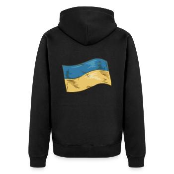 Ukraine Flagge - Unisex Premium Bio Zip Hoodie - Schwarz - Hinten - Nico (187cm)