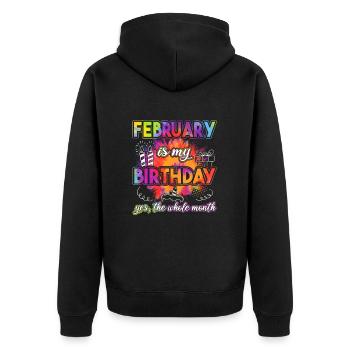 Février est mon anniversaire - Geburtstag - Veste à capuche bio Premium Unisexe - noir - Dos - Nico (187cm)