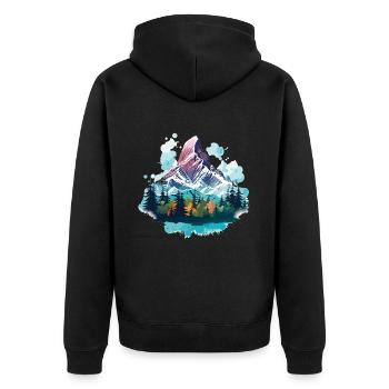Outdoor Natur Aquarell - Unisex Premium Bio Zip Hoodie - Schwarz - Hinten - Nico (187cm)