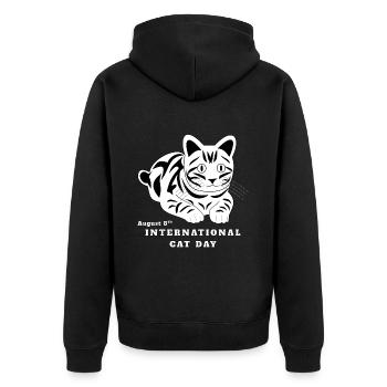JOURNÉE INTERNATIONALE DU CHAT - Veste à capuche bio Premium Unisexe - noir - Dos - Nico (187cm)