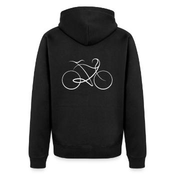 Fahrrad eine Linie - Harmonie - Dynamik - Unisex Premium Bio Zip Hoodie - Schwarz - Hinten - Nico (187cm)