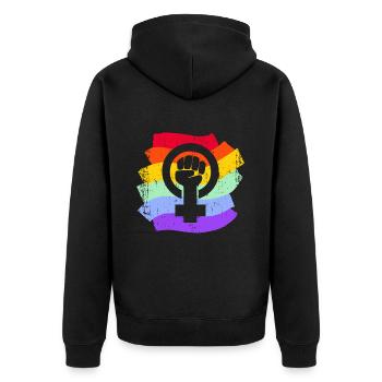 LGBT LGBTQ Rainbow Flag Femmes - Veste à capuche bio Premium Unisexe - noir - Dos - Nico (187cm)