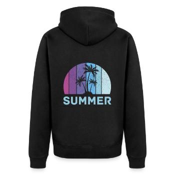 Vacances d’été rétro Palm - Veste à capuche bio Premium Unisexe - noir - Dos - Nico (187cm)
