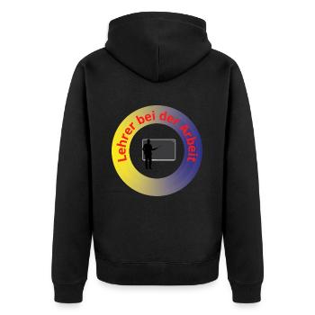 Lehrer bei der Arbeit - Unisex Premium Bio Zip Hoodie - Schwarz - Hinten - Nico (187cm)