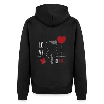 Chat avec coeur Chat amour animal Chats - Veste à capuche bio Premium Unisexe - noir - Dos - Nico (187cm)