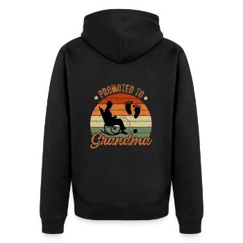 Promoted to Grandma - Befördert zur Oma - Unisex Premium Bio Zip Hoodie - Schwarz - Hinten - Nico (187cm)