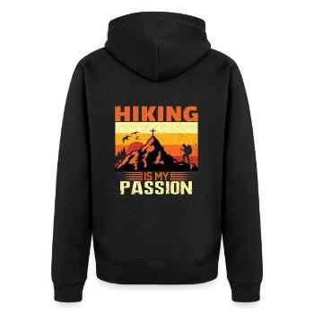 Hiking is my passion Hikers Hiking Nature Mountains - Unisex Premium Organic Zip Hoodie - black - Back - Nico (187cm)