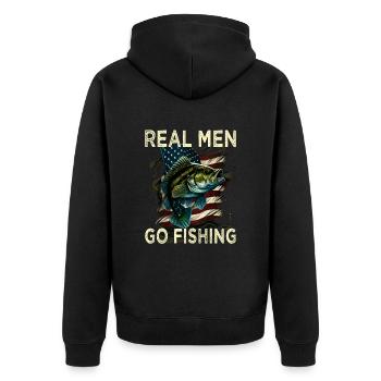 Real Men Go Fishing - Unisex Premium Bio Zip Hoodie - Schwarz - Hinten - Nico (187cm)