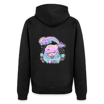 I Love Rain bubble head girl - Unisex Premium Organic Zip Hoodie - black - Back - Nico (187cm)