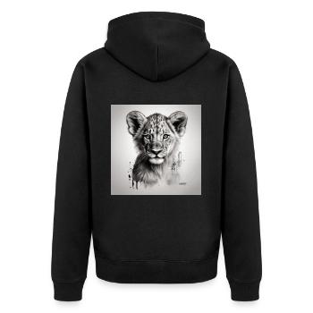 Croquis d’art du lionceau - Veste à capuche bio Premium Unisexe - noir - Dos - Nico (187cm)