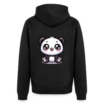Kawaii Niedlicher Panda - Unisex Premium Bio Zip Hoodie - Schwarz - Hinten - Nico (187cm)