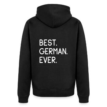 Best German Ever Bester Deutscher Staatsbürger - Unisex Premium Bio Zip Hoodie - Schwarz - Hinten - Nico (187cm)