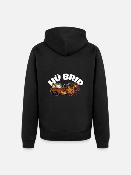 Sjov tegneserie Hest Bil Motor Hest Fan Hü Brid - Premium økologisk unisex-hættejakke - sort