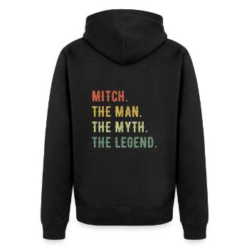 Michael Mitch Vorname Kurzform Man Myth Legend - Unisex Premium Bio Zip Hoodie - Schwarz - Hinten - Nico (187cm)