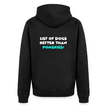 Pomsky Pomskies Hunde Fans Besitzer Besitzerinnen - Unisex Premium Bio Zip Hoodie - Schwarz - Hinten - Nico (187cm)