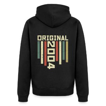 2004 Retro Geschenk 2004 20 Jahre Jubiläum Geschenk - Unisex Premium Bio Zip Hoodie - Schwarz - Hinten - Nico (187cm)