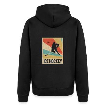 Eishockey Spieler Eishockeyspieler Trainer Retro - Unisex Premium Bio Zip Hoodie - Schwarz - Hinten - Nico (187cm)