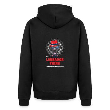 Hipster Labrador - Unisex Premium Bio Zip Hoodie - Schwarz - Hinten - Nico (187cm)