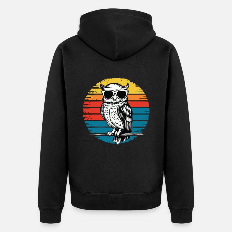 Nachteule Eule Eulen Vogel - Unisex Premium Bio Zip Hoodie - Schwarz