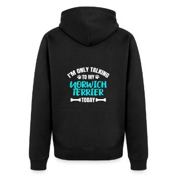 Norwich Terrier - Unisex Premium Organic Zip Hoodie - black - Back - Nico (187cm)