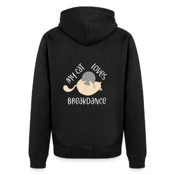 Breakdancing Cat Hip Hopper Cat Fan Gift - Unisex Premium Organic Zip Hoodie - black - Back - Nico (187cm)