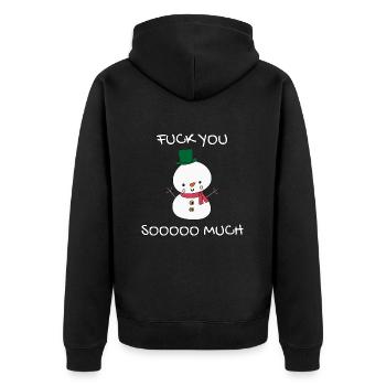 Frecher Schneemann Fuck You Soooo Much Geschenk - Unisex Premium Bio Zip Hoodie - Schwarz - Hinten - Nico (187cm)