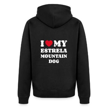 J’aime mon propriétaire de chien Estrela Mountain Dog - Veste à capuche bio Premium Unisexe - noir - Dos - Nico (187cm)