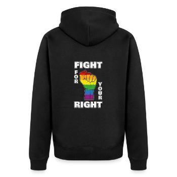Fight For Your Right Gegen Homophobie - Unisex Premium Bio Zip Hoodie - Schwarz - Hinten - Nico (187cm)