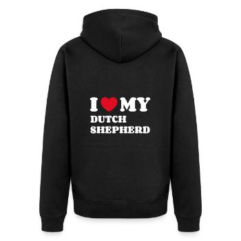 Dutch Shepherd Hollandse Herdershond - Unisex Premium Bio Zip Hoodie - Schwarz - Hinten - Nico (187cm)