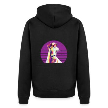 Polygon Pferd Motiv Pferdemotiv Retro Vintage - Unisex Premium Bio Zip Hoodie - Schwarz - Hinten - Nico (187cm)